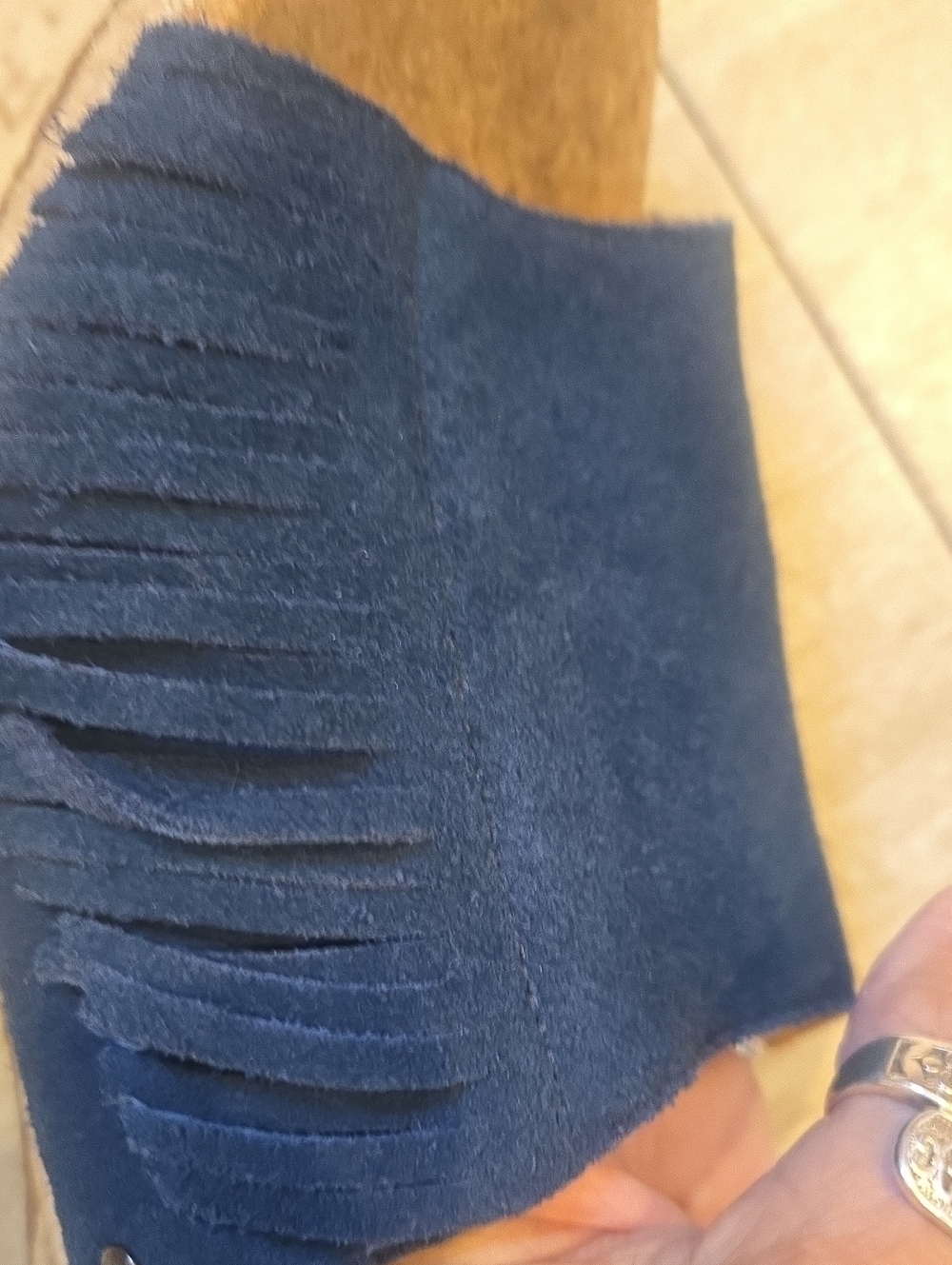 UGG Danes Navy Blue Leather Suede Fringe Wedge Espadrille Sandals - Picture 13 of 14